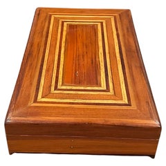 Vintage Mixed Wood Inlaid Box / Humidor Style Storage Case