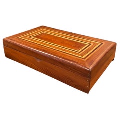 Vintage Mixed Wood Inlaid Box / Humidor Style Storage Case