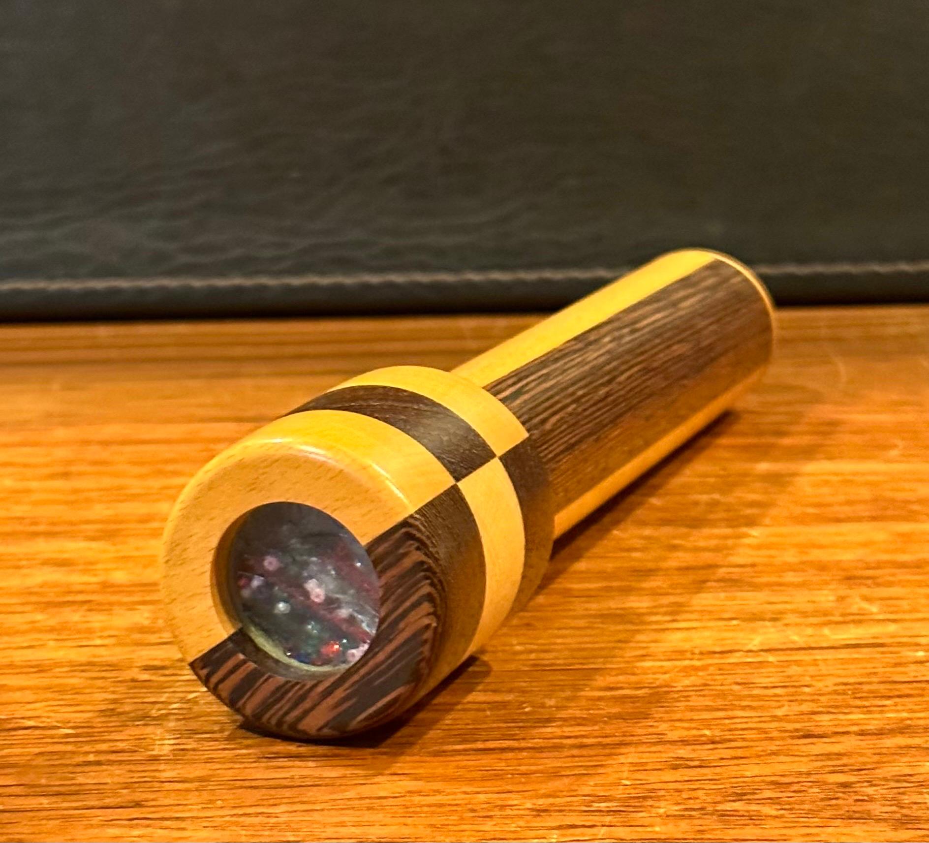 Vintage Mixed Woods Hand Crafted Kaleidoscope For Sale 4