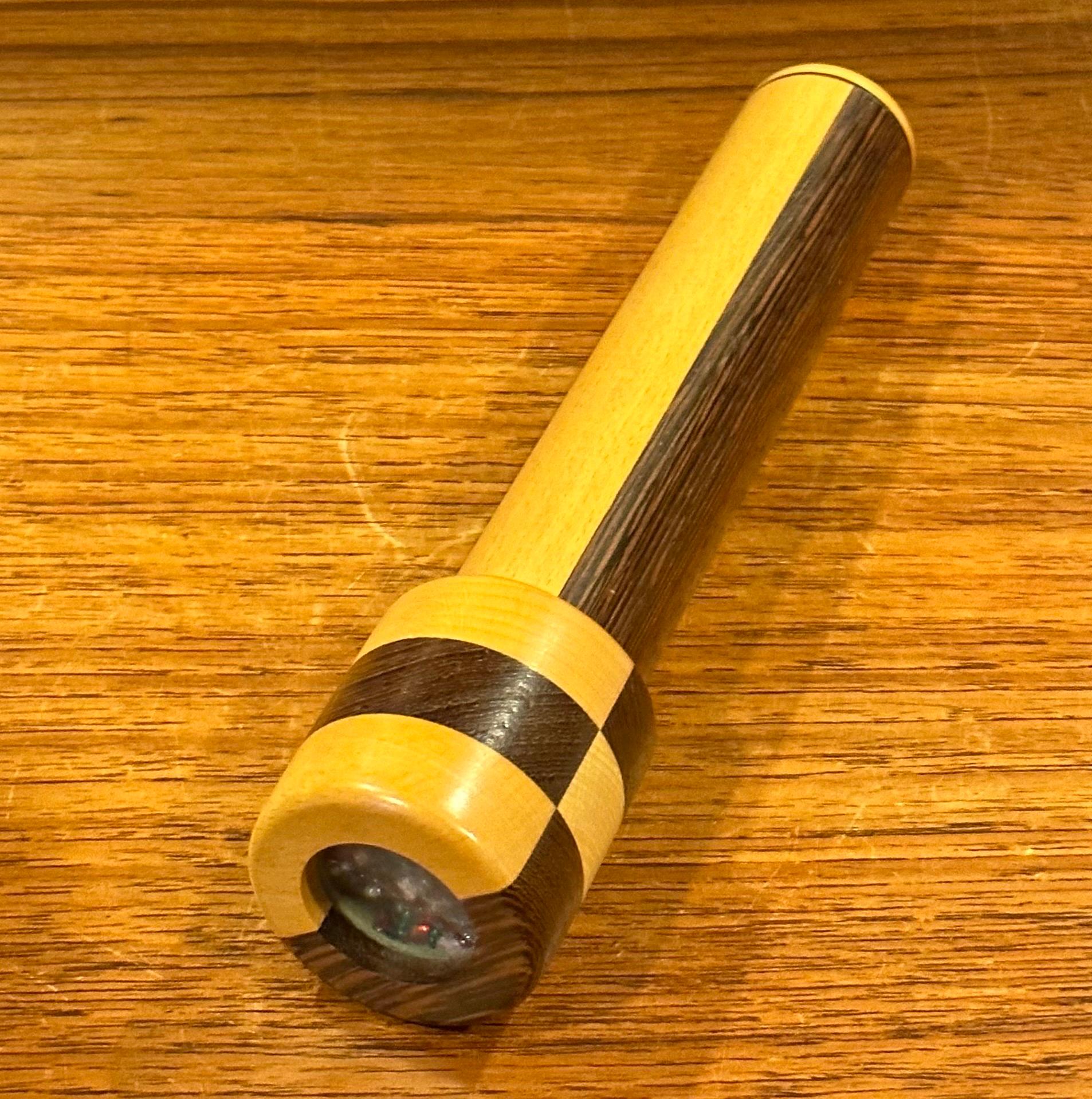Vintage Mixed Woods Hand Crafted Kaleidoscope For Sale 5