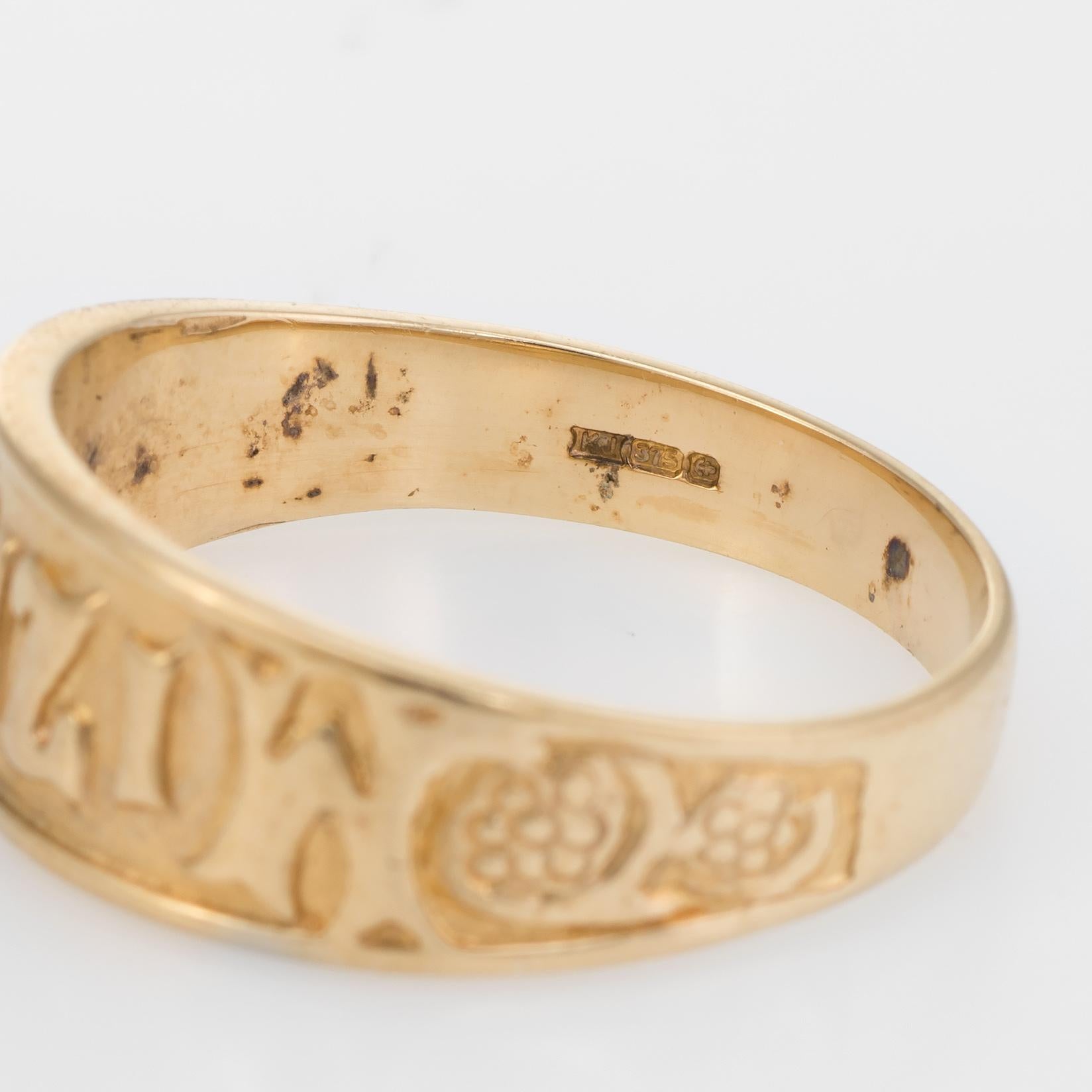 Women's Vintage Mizpah Ring 9 Karat Yellow Gold Band Estate Jewelry British Hallmarks