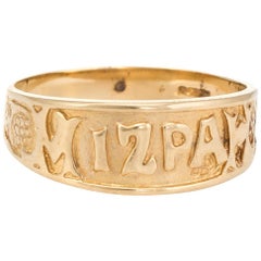 Vintage Mizpah Ring 9 Karat Yellow Gold Band Estate Jewelry British Hallmarks