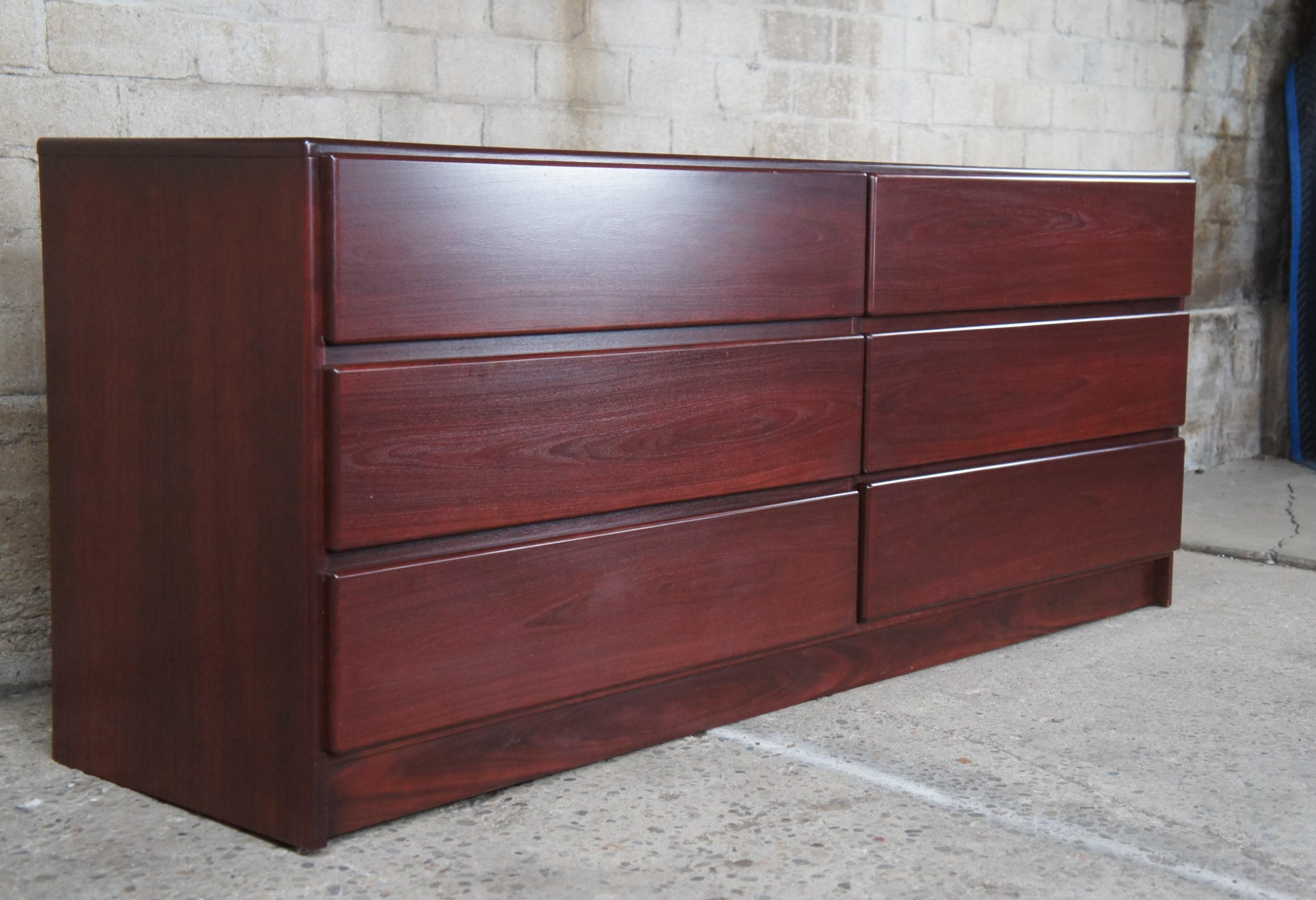 Scandinavian Modern Vintage Mobican Rosewood Danish Mid-Century Modern Style Double Dresser + Mirror For Sale