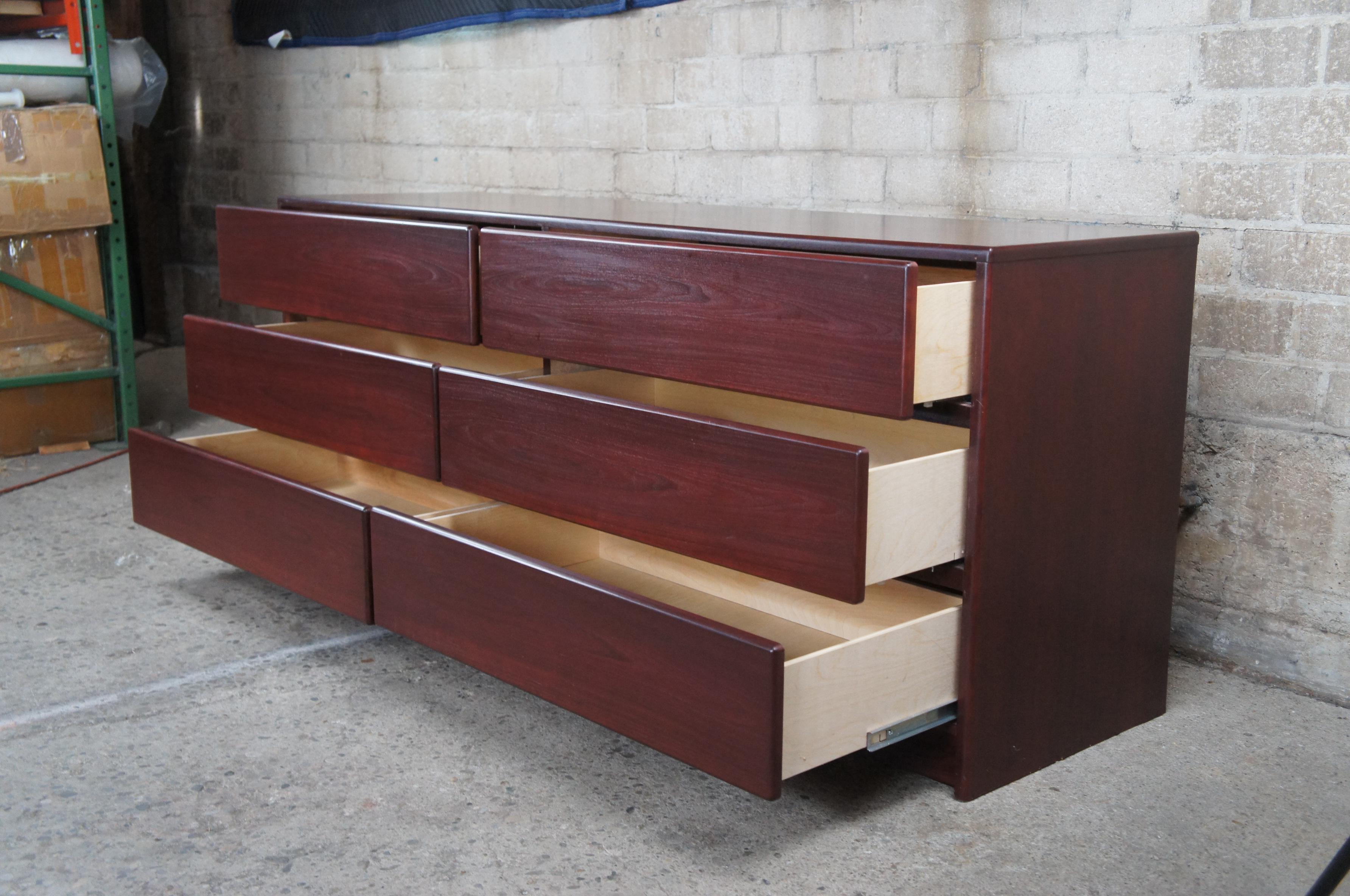 Vintage Mobican Rosewood Danish Mid-Century Modern Style Double Dresser + Mirror For Sale 1