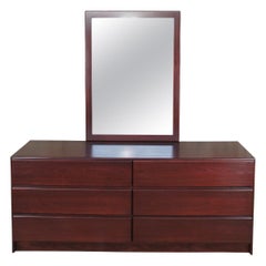 Vintage Mobican Rosewood Danish Mid-Century Modern Style Double Dresser + Mirror