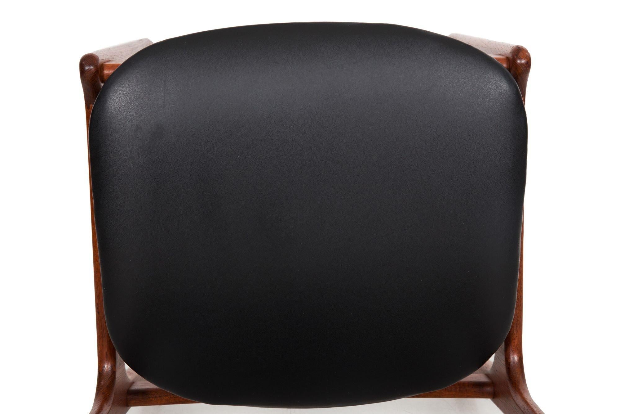 Chaise d'appoint vintage modèle 49 en teck et cuir noir par Erik Buch en vente 5