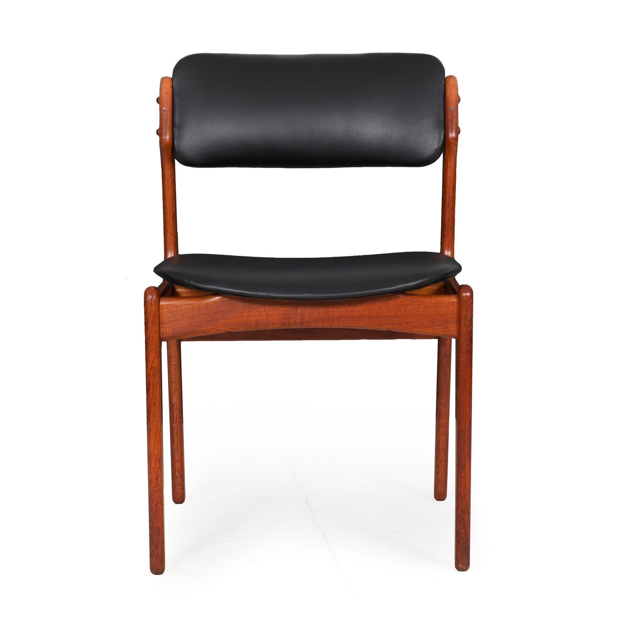 DANISH MODERN TEAK & BLACK LEATHER MODEL OD-49 SIDE CHAIR
By Erik Buch for O.D. Møbler  Denmark, circa 1980s
Item # 202XHQ13L 

An iconic chair to the period, Erik Buch's 