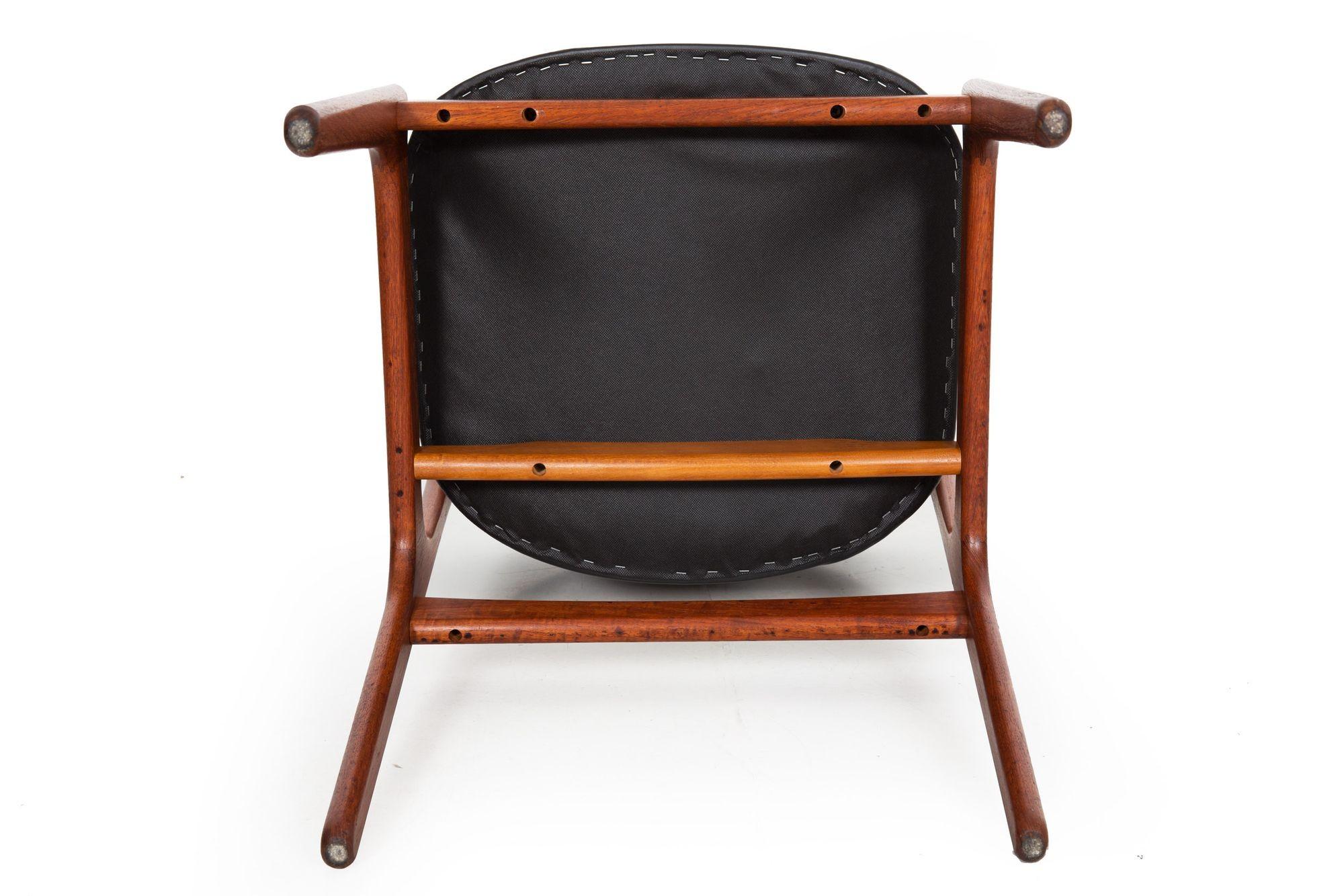 Vintage Model 49 Teak and Black Leather Side Chair by Erik Buch For Sale 14