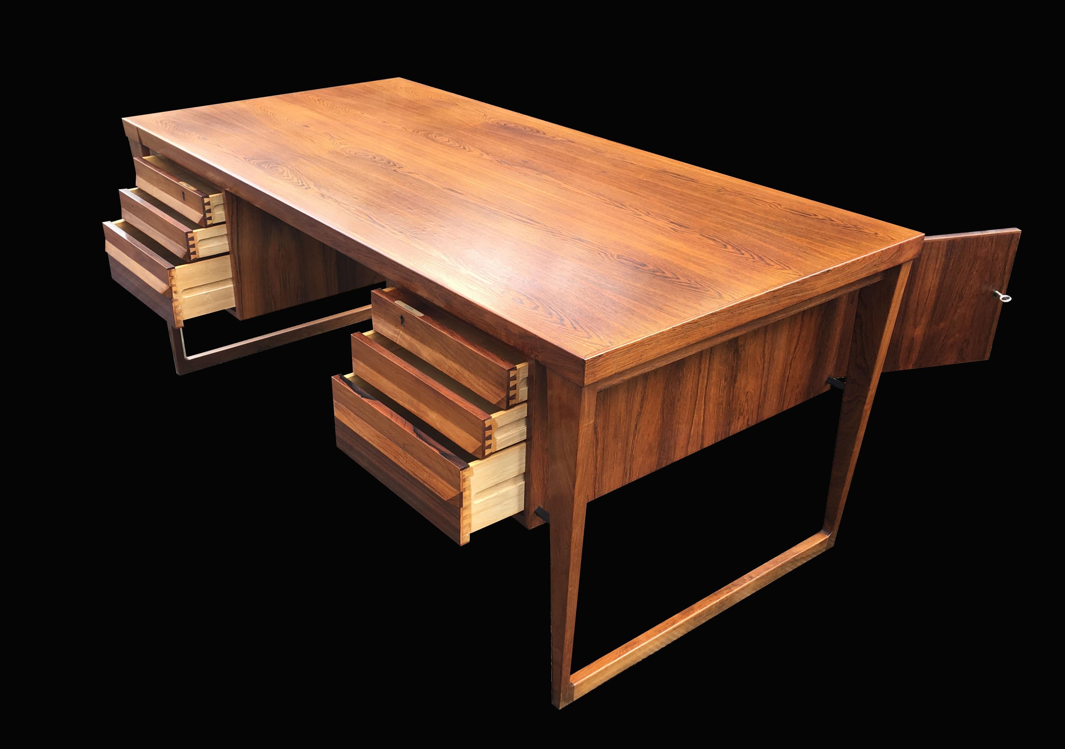 A beautiful original example of this Classic Scandinavian Modern desk by top designer Kai Kristiansen, and produced by Faldballes Mobelfabrik in Denmark, circa 1965.
The condition is excellent, and it would grace any home office or