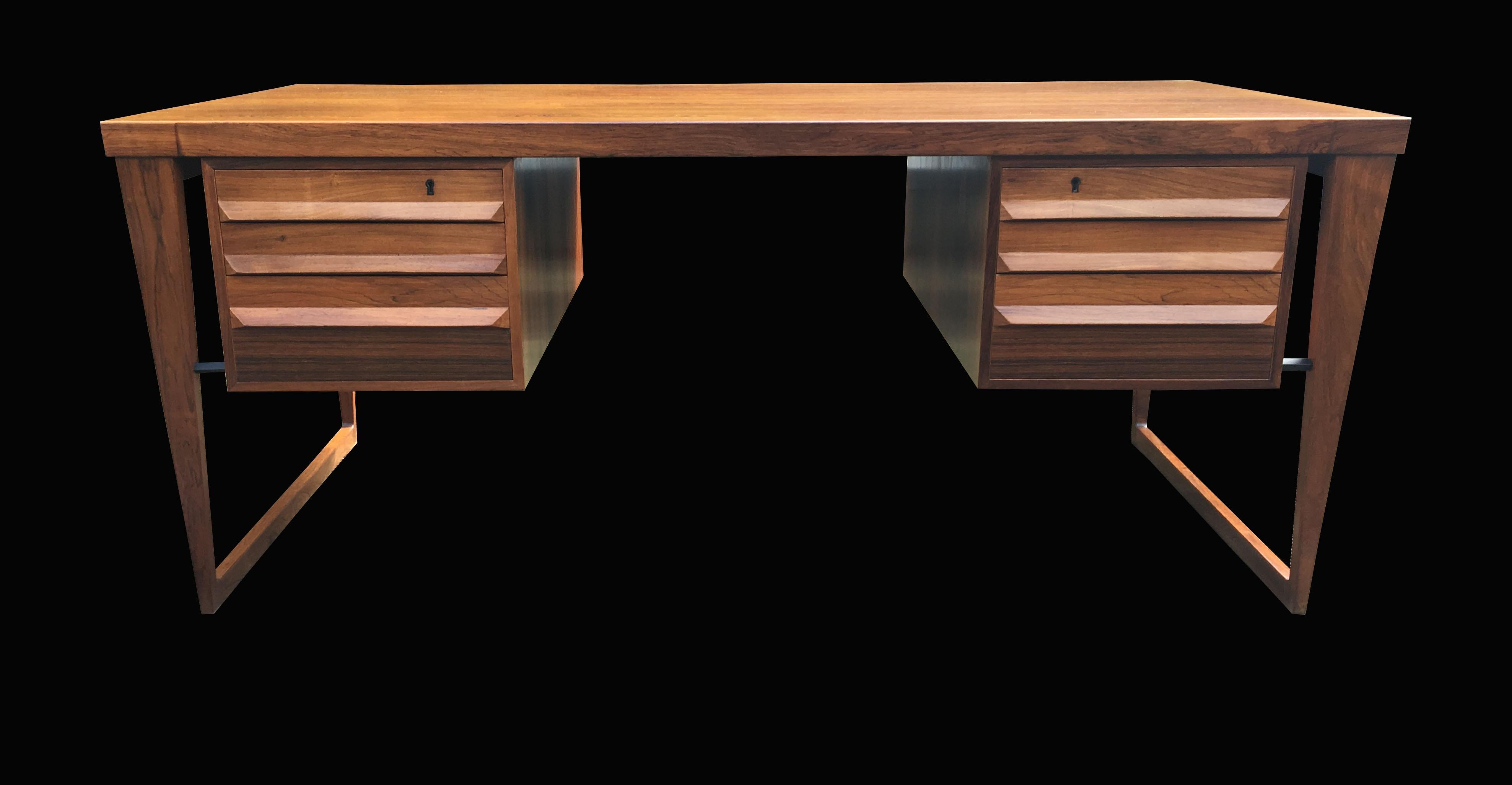 Scandinavian Modern Vintage 'Model 70' Santos Rosewood Desk by Kai Kristiansen for Feldballes Mobel