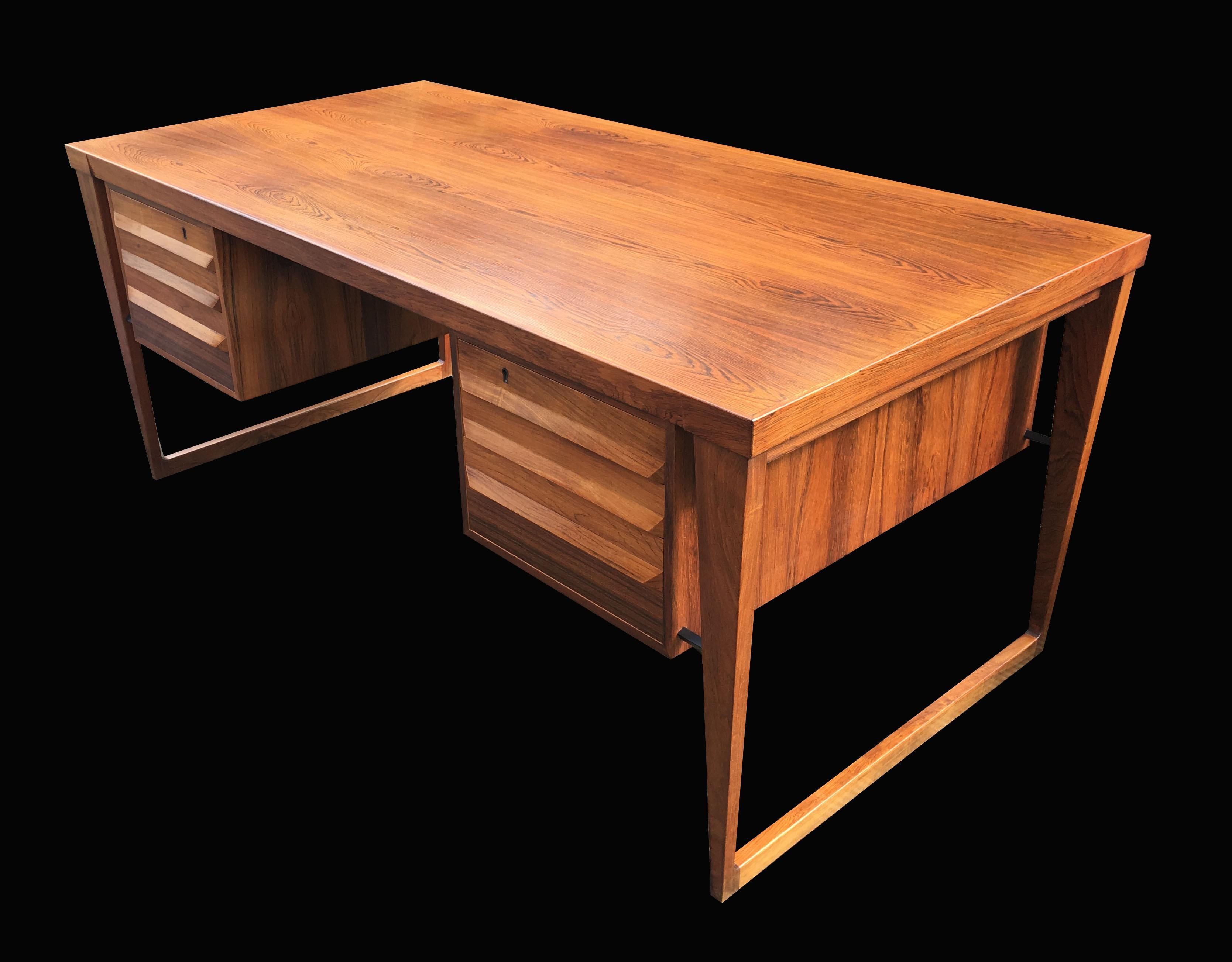 Danish Vintage 'Model 70' Santos Rosewood Desk by Kai Kristiansen for Feldballes Mobel