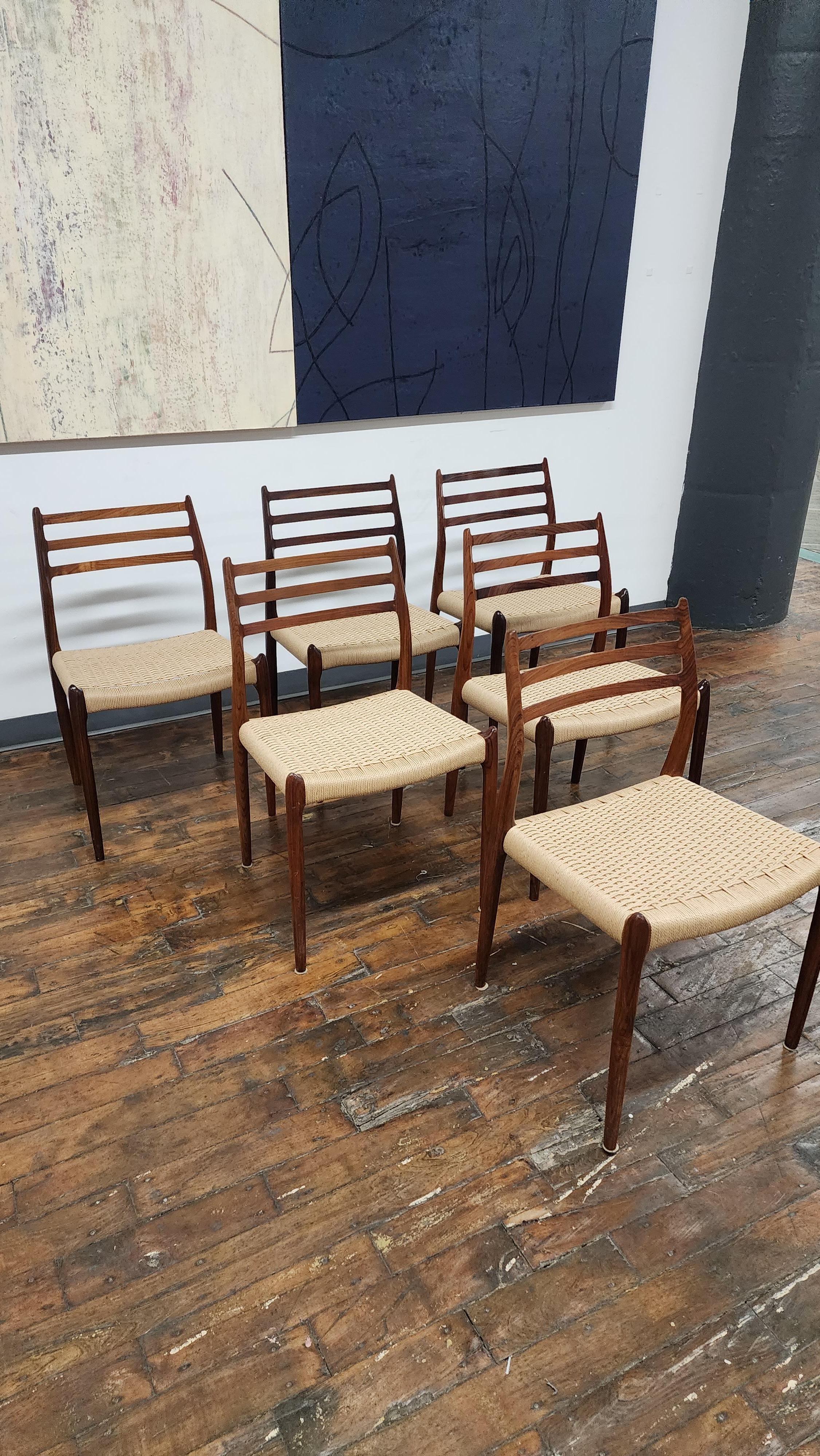 Scandinavo moderno Sedie da pranzo Model 78 vintage di Niels Moller in vendita