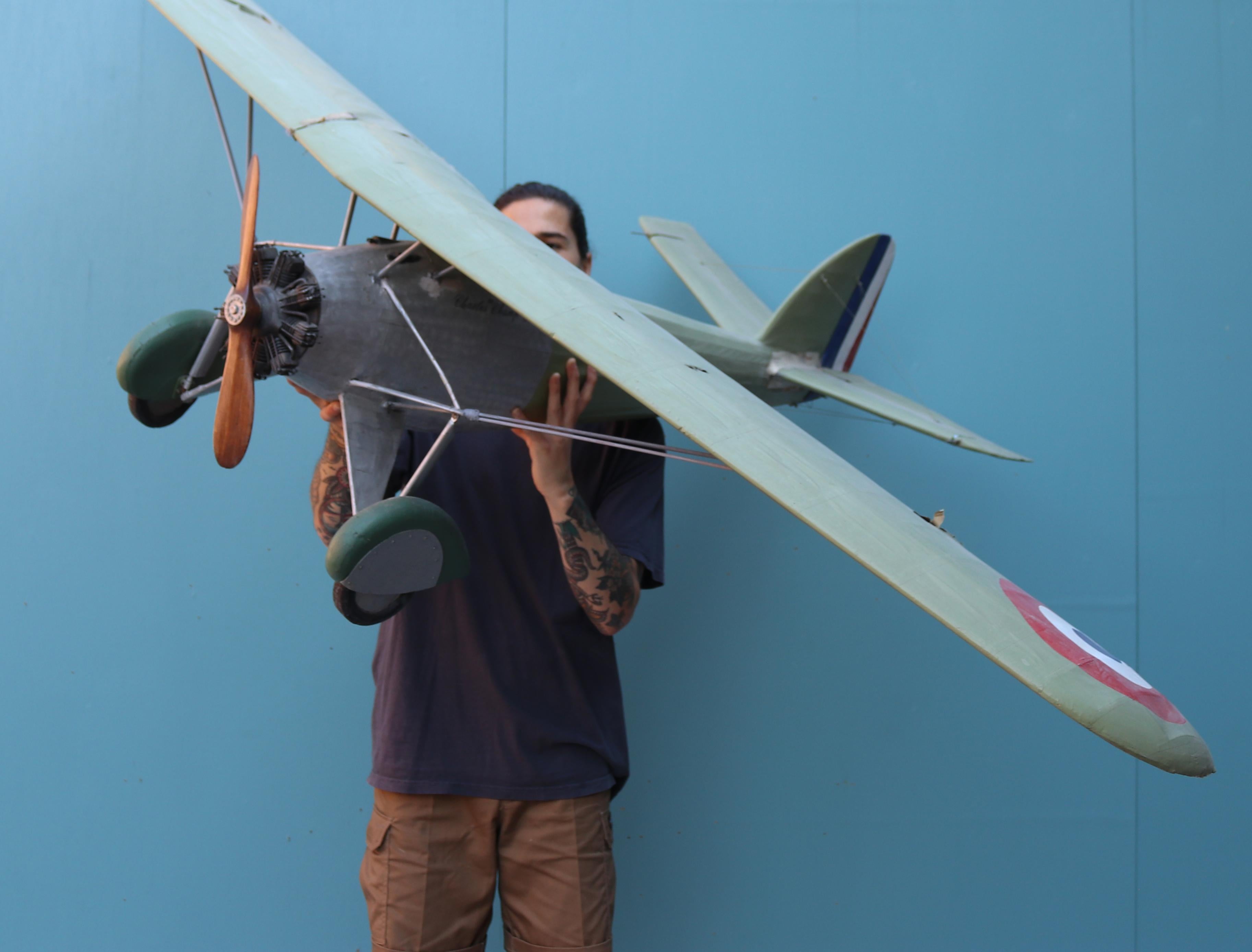 A large scratch built vintage display model of a British Monoplane fighter aircraft of the 1920s, similar to a Bristol Bullfinch.

Additional dimensions
Height 55 cm
Wing span 239 cm
Nose to tail 142 cm.