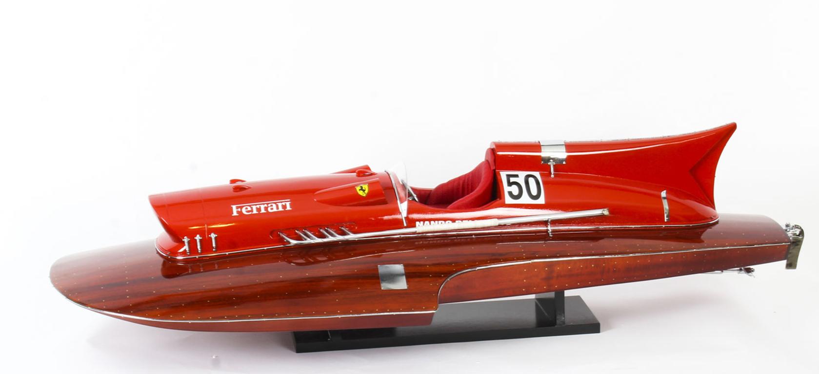 This is a superb vintage model of a Ferrari Hydroplane 1954, late 20th century in date. Measures: 37