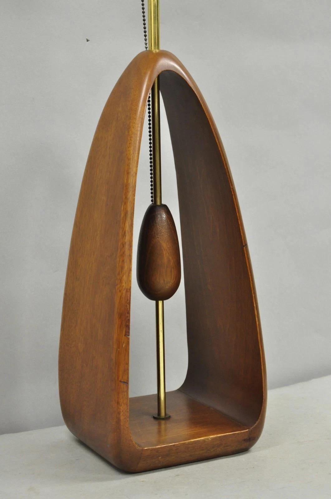 Mid-Century Modern Vintage Modeline Mid Century Modern Sculpted Walnut Pull Chain Table Lamp For Sale