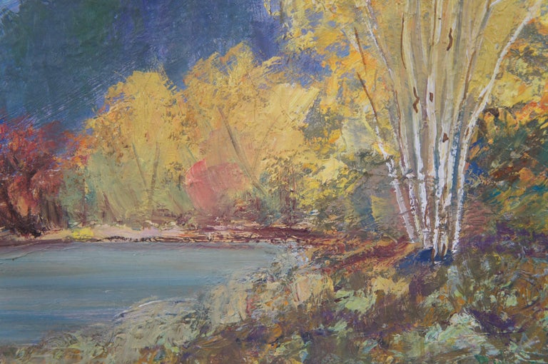 Vintage Modena Mountain Lake Trees Autumn Landscape Oil Painting For ...
