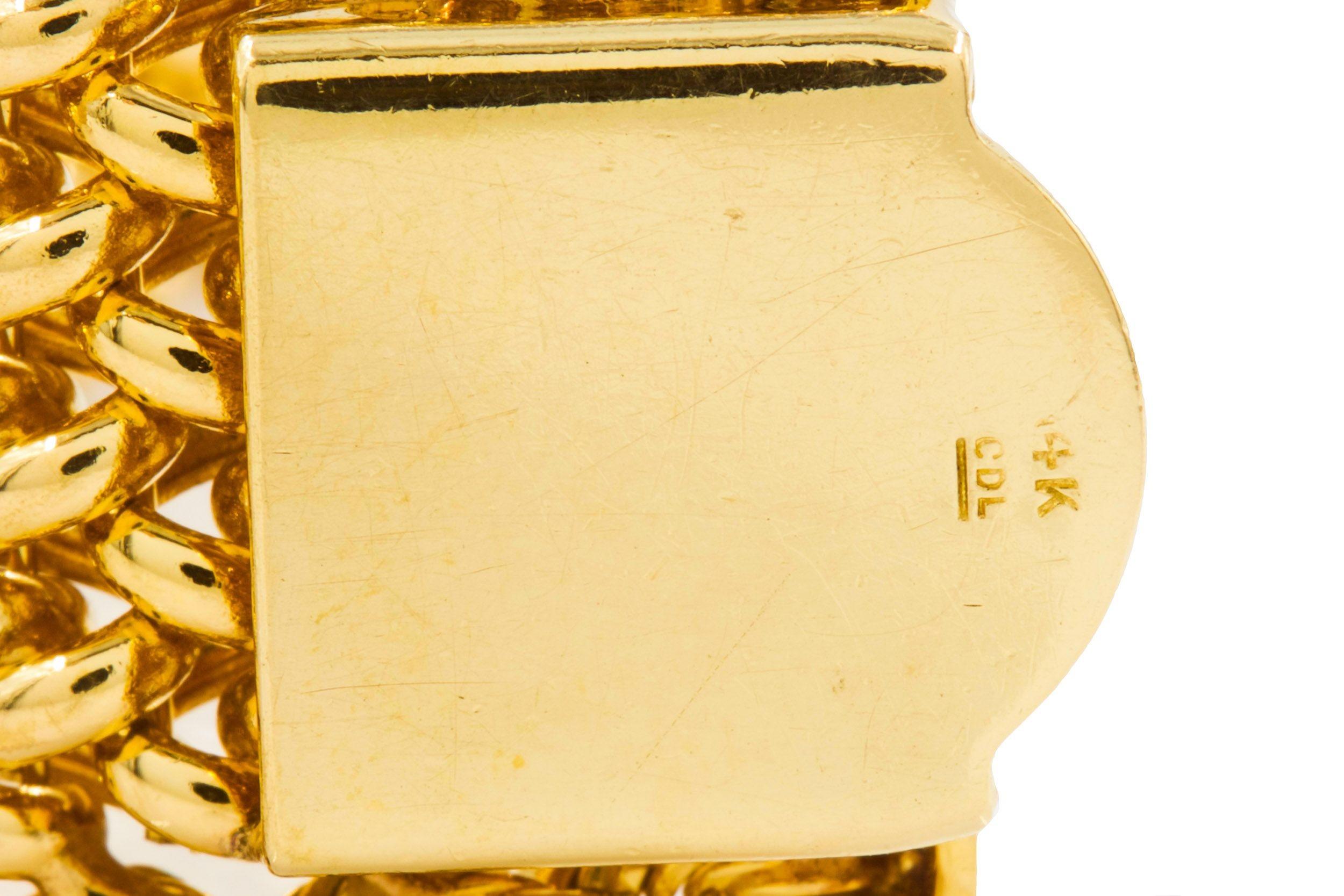 Vintage Modern 14 Karat Yellow Gold Woven Mesh Bracelet  6 1/2