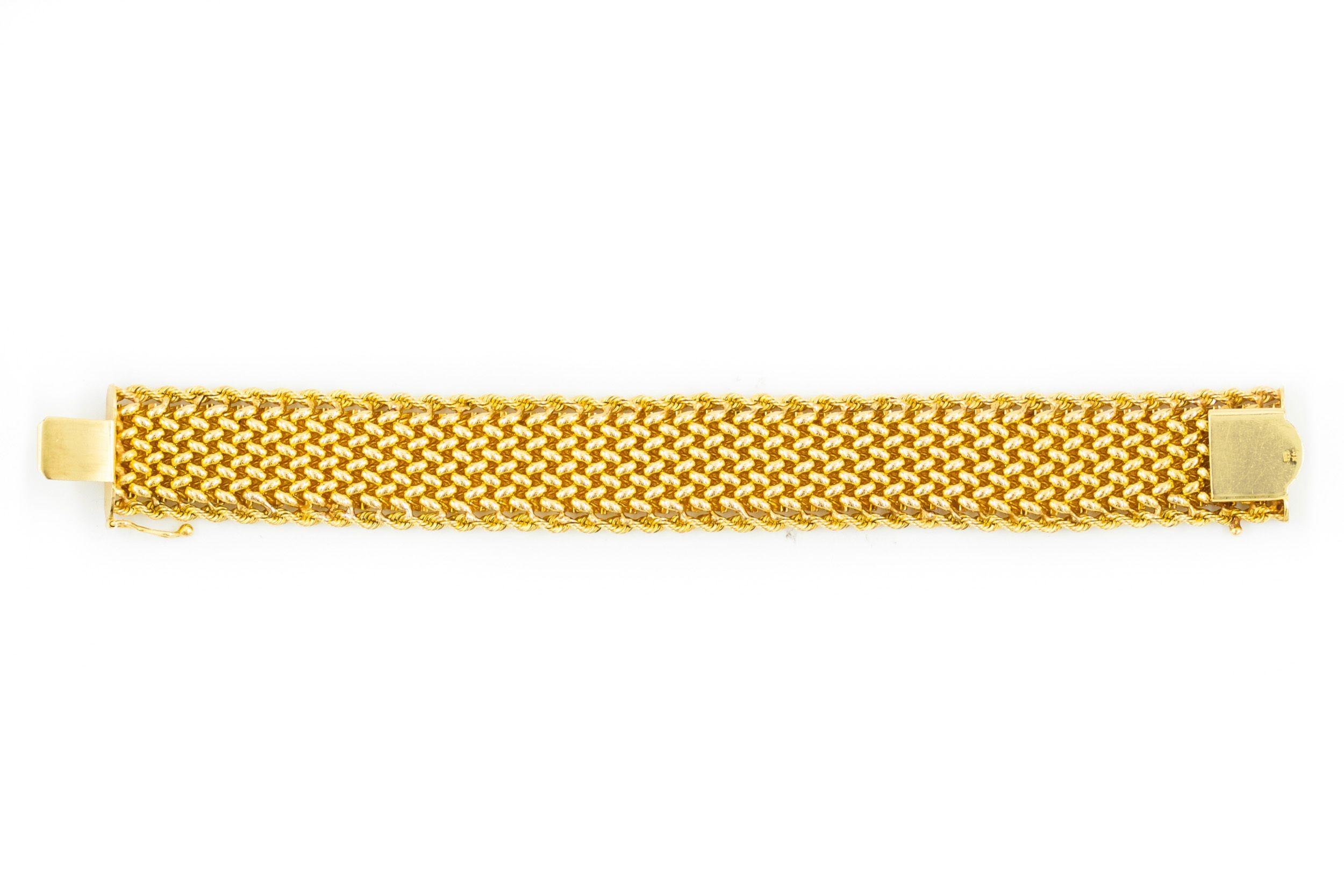 Mid-Century Modern Vintage Modern 14 Karat Yellow Gold Woven Mesh Bracelet  6 1/2