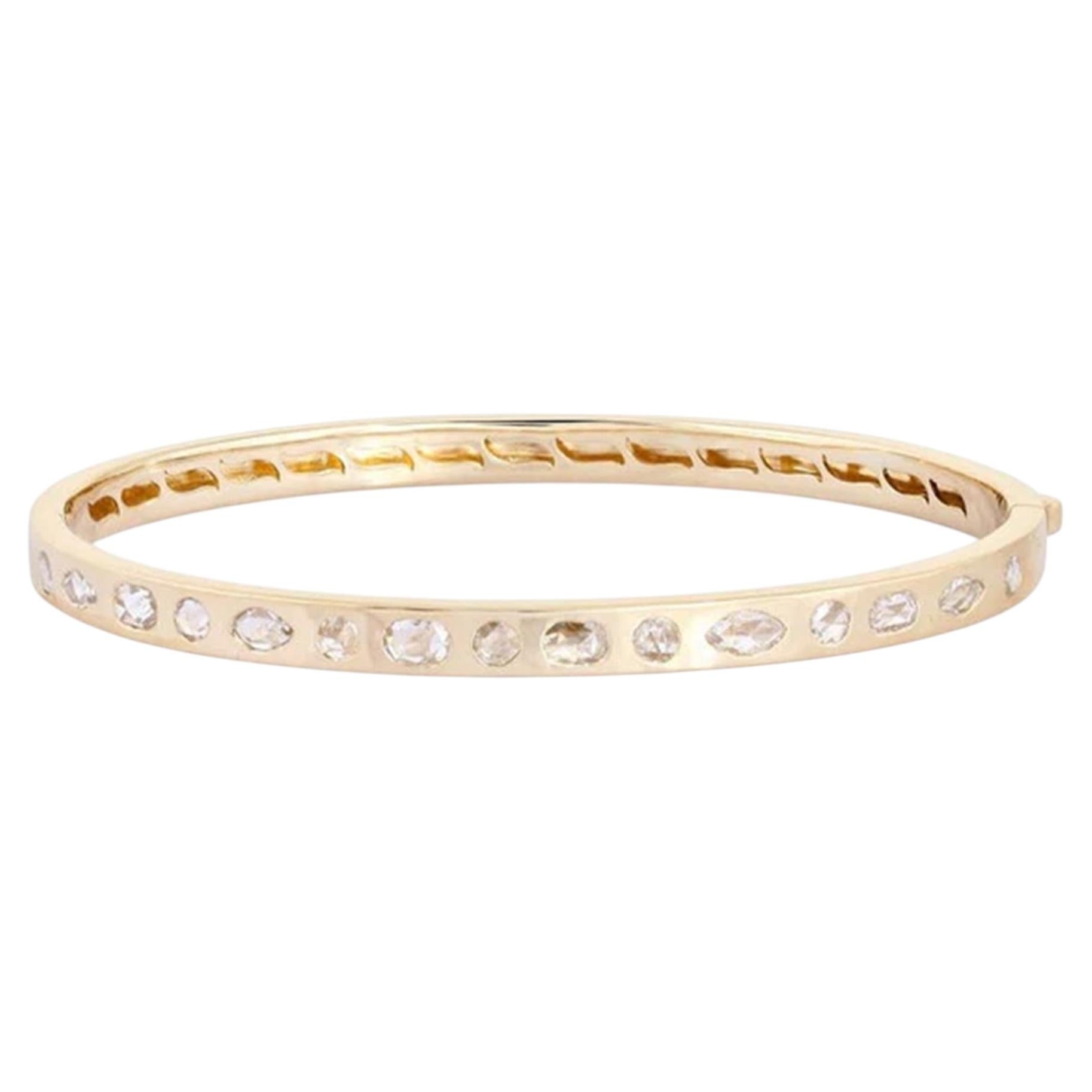 Vintage Modern 14K (or 18k upon request) Yellow Gold Diamond Bracelet