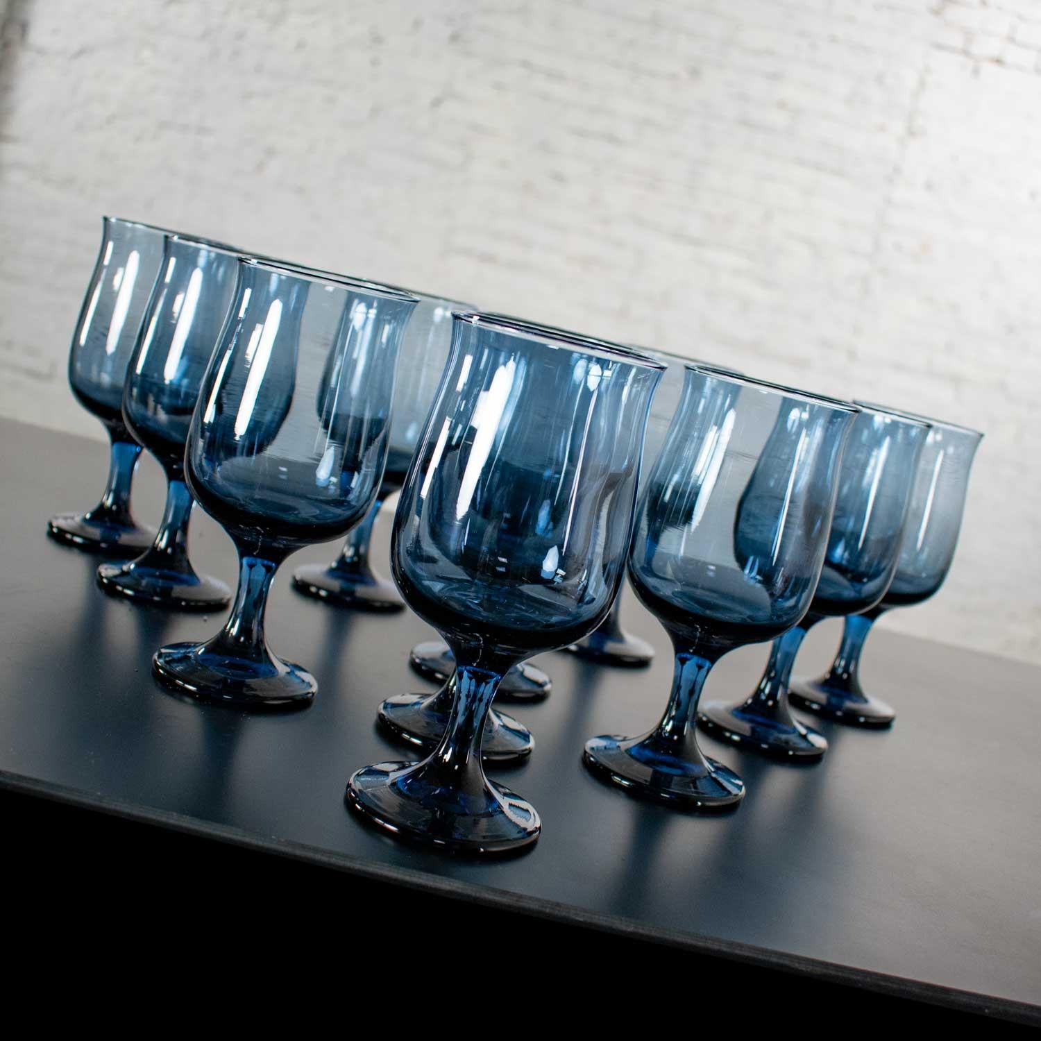Vintage Modern 58 Piece Set of Libbey Bolero Blue 1970 Glassware or Barware 1