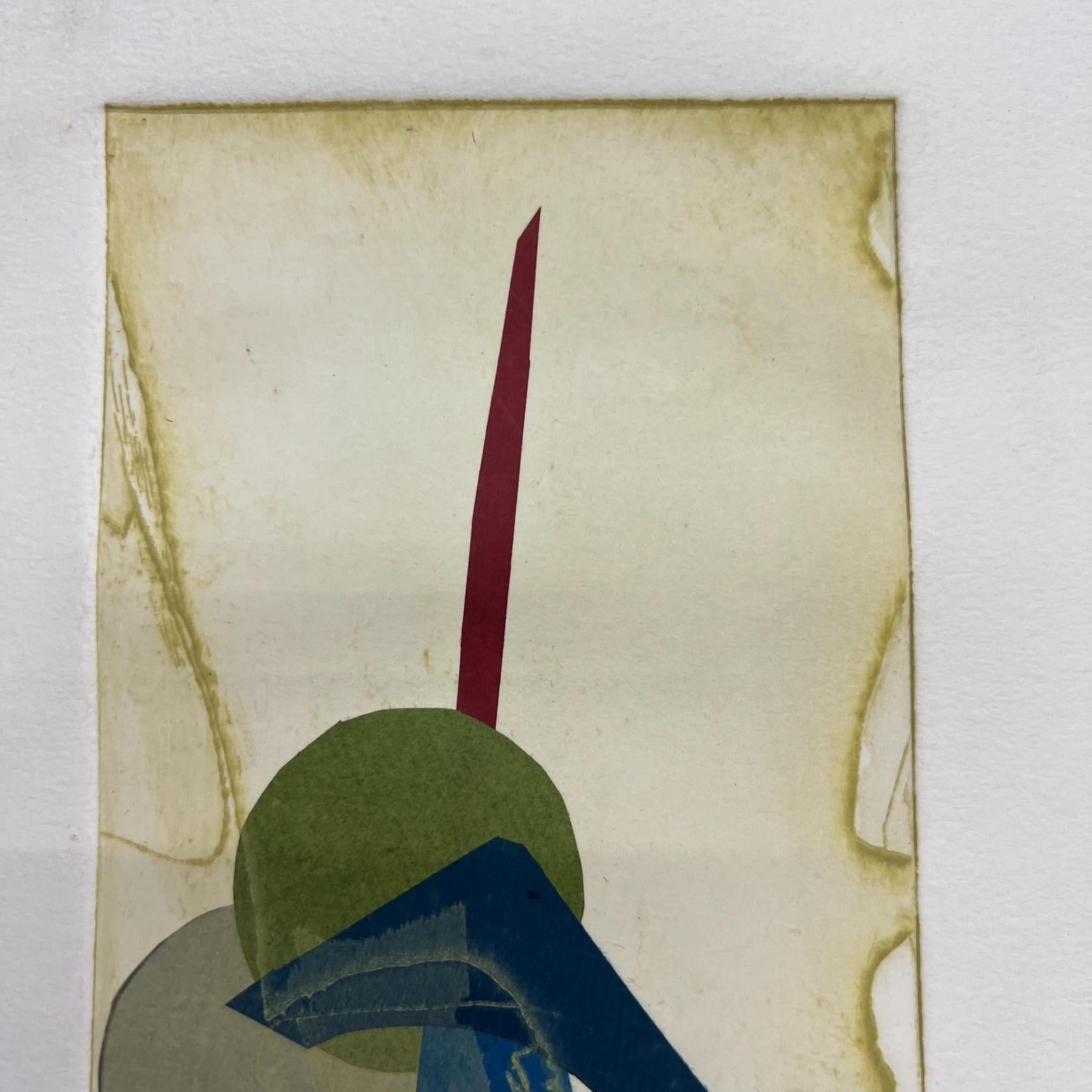 Moderne Œuvre d'art abstraite moderne vintage en couleur signée sur papier en vente