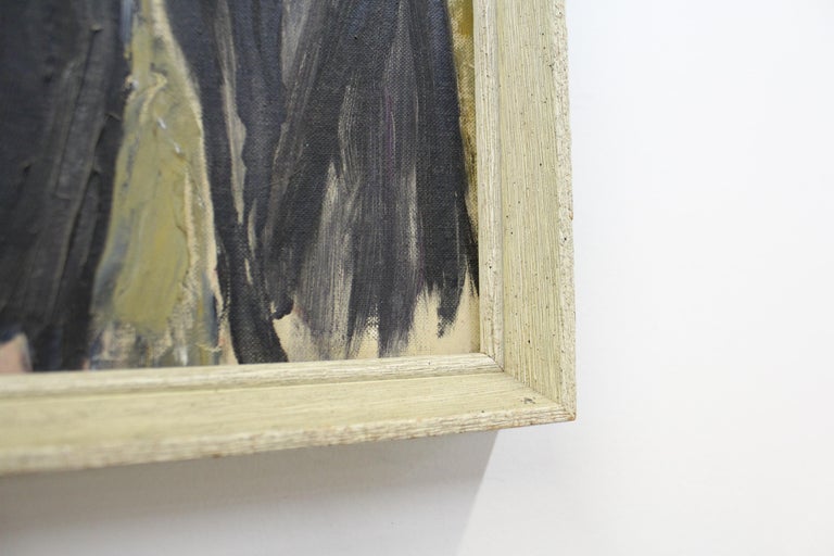 Vintage Modern Abstract C Dengler Dark Figures Oil Painting On