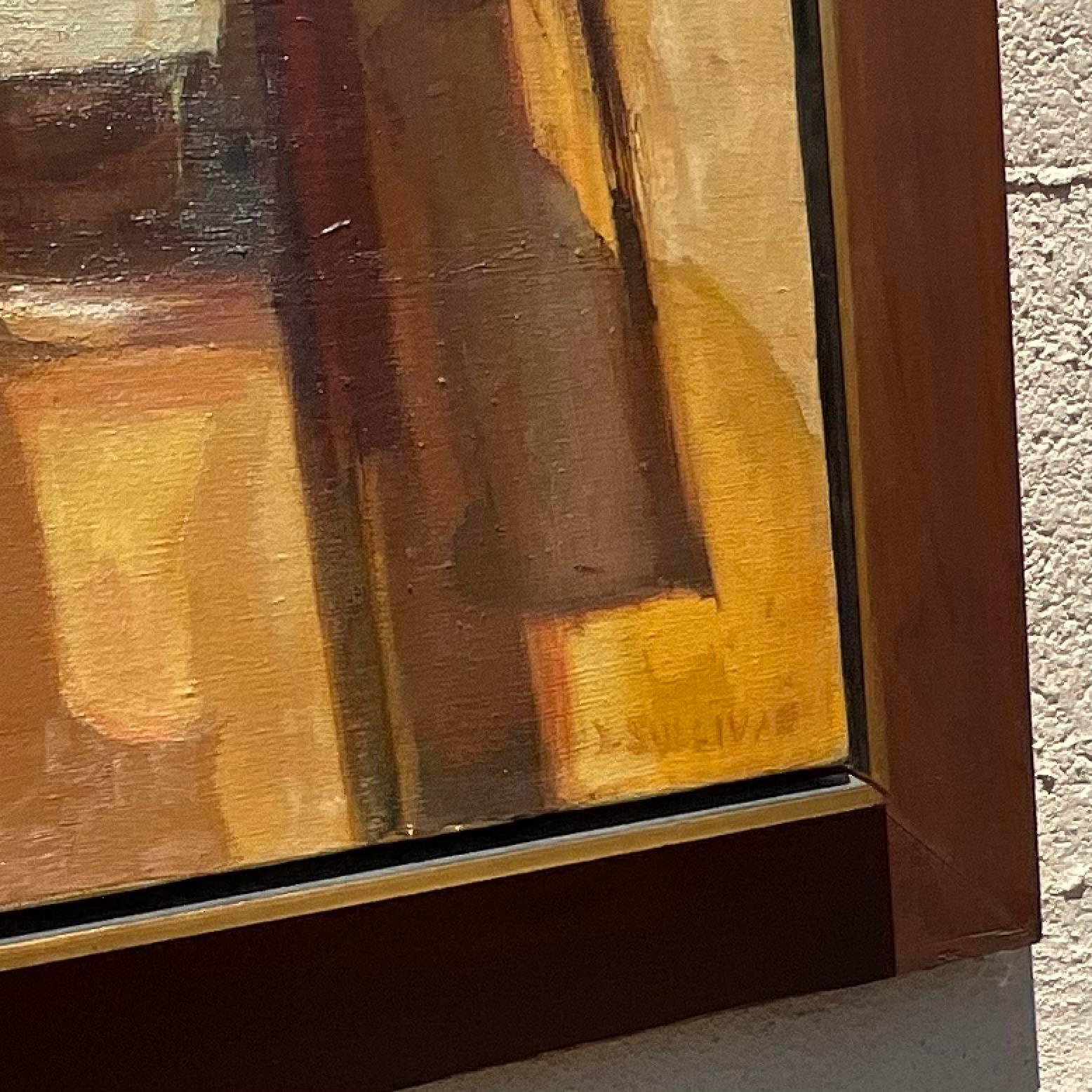 Vintage Modern Abstract Signed Oil Painting on Canvas For Sale at 1stDibs