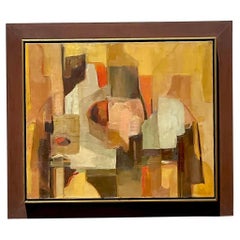 Vintage Modern Abstract Signed Oil Painting on Canvas