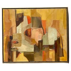 Vintage Modern Abstract Signed Oil Painting on Canvas
