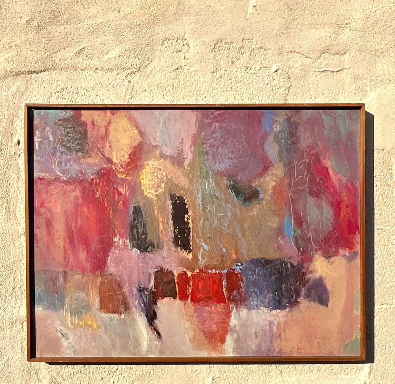 Vintage Modern Abstract Signed Original Oil Painting on Canvas (Nordamerikanisch) im Angebot