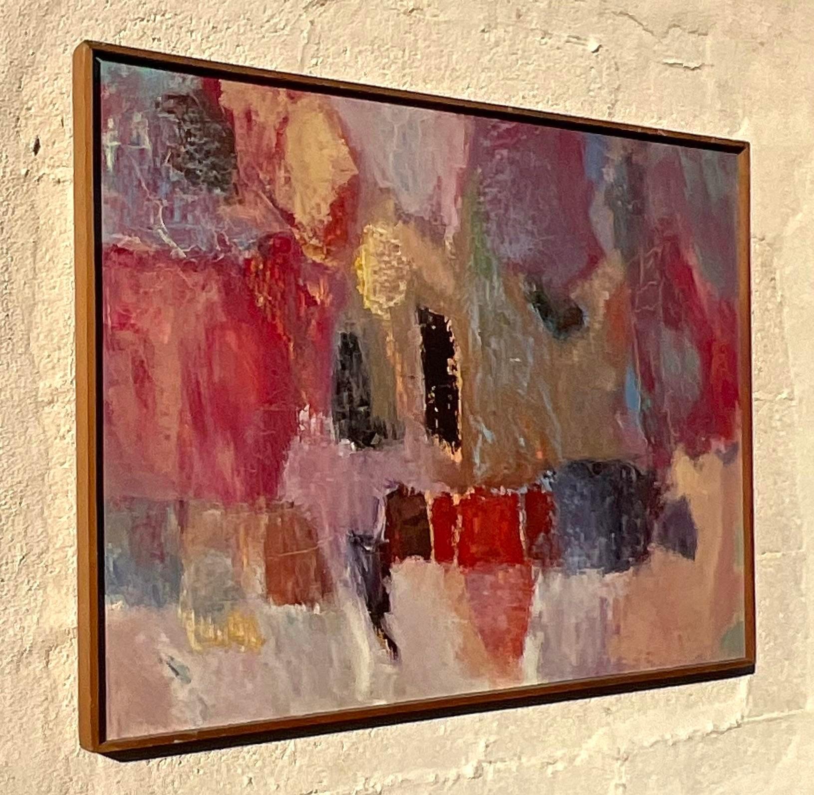 Vintage Modern Abstract Signed Original Oil Painting on Canvas (20. Jahrhundert) im Angebot