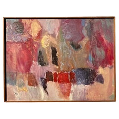 Vintage Modern Abstracto Firmado Pintura al óleo original sobre lienzo