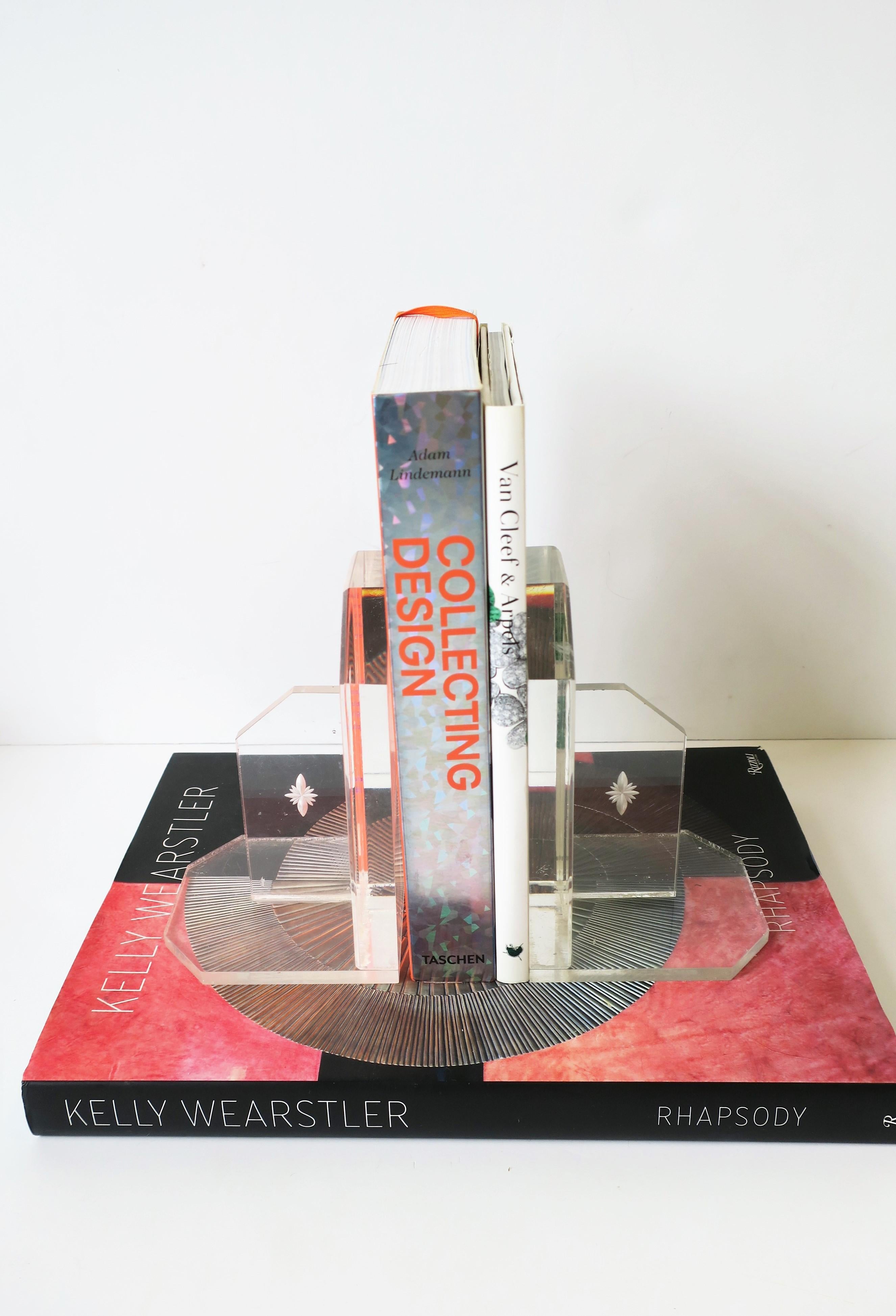20th Century Modern Acrylic Bookends, Pair For Sale