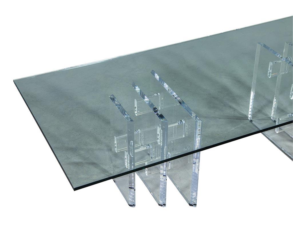 American Vintage Modern Acrylic Cocktail Table with Glass Top