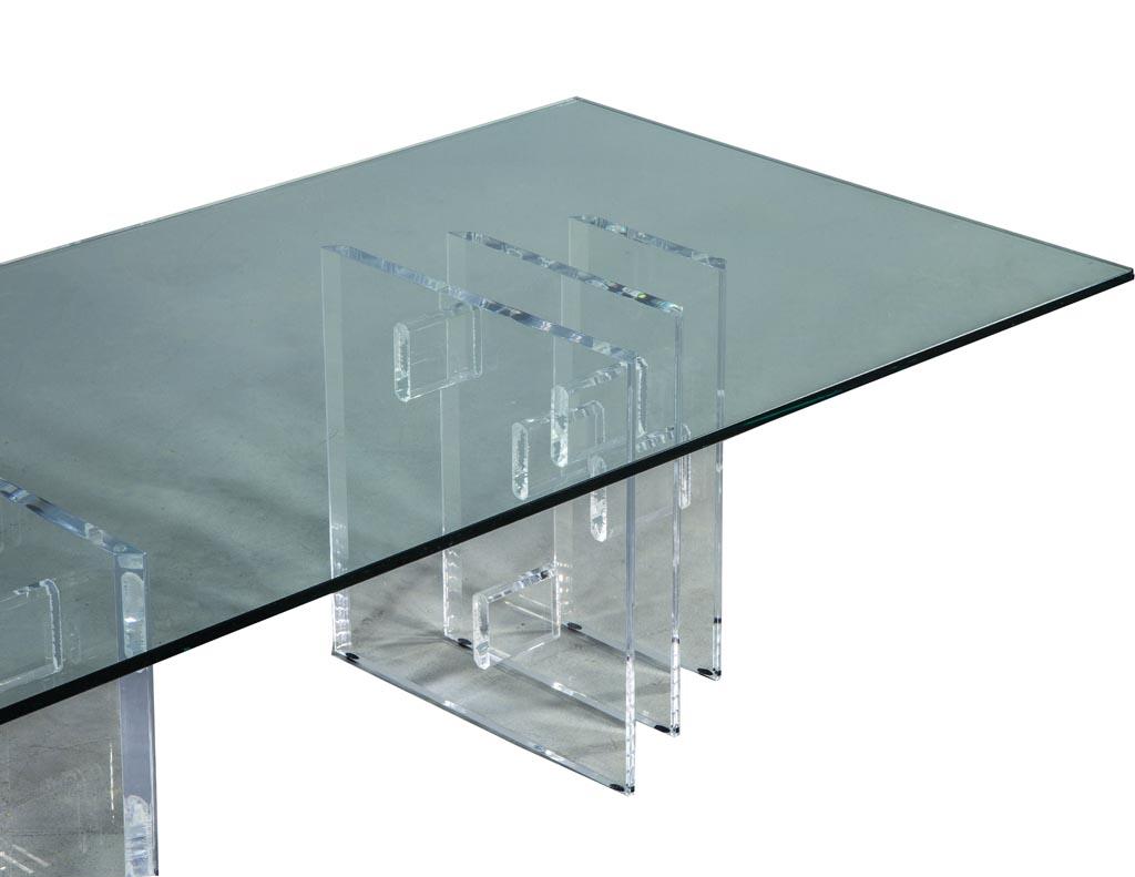 Vintage Modern Acrylic Cocktail Table with Glass Top In Good Condition In North York, ON