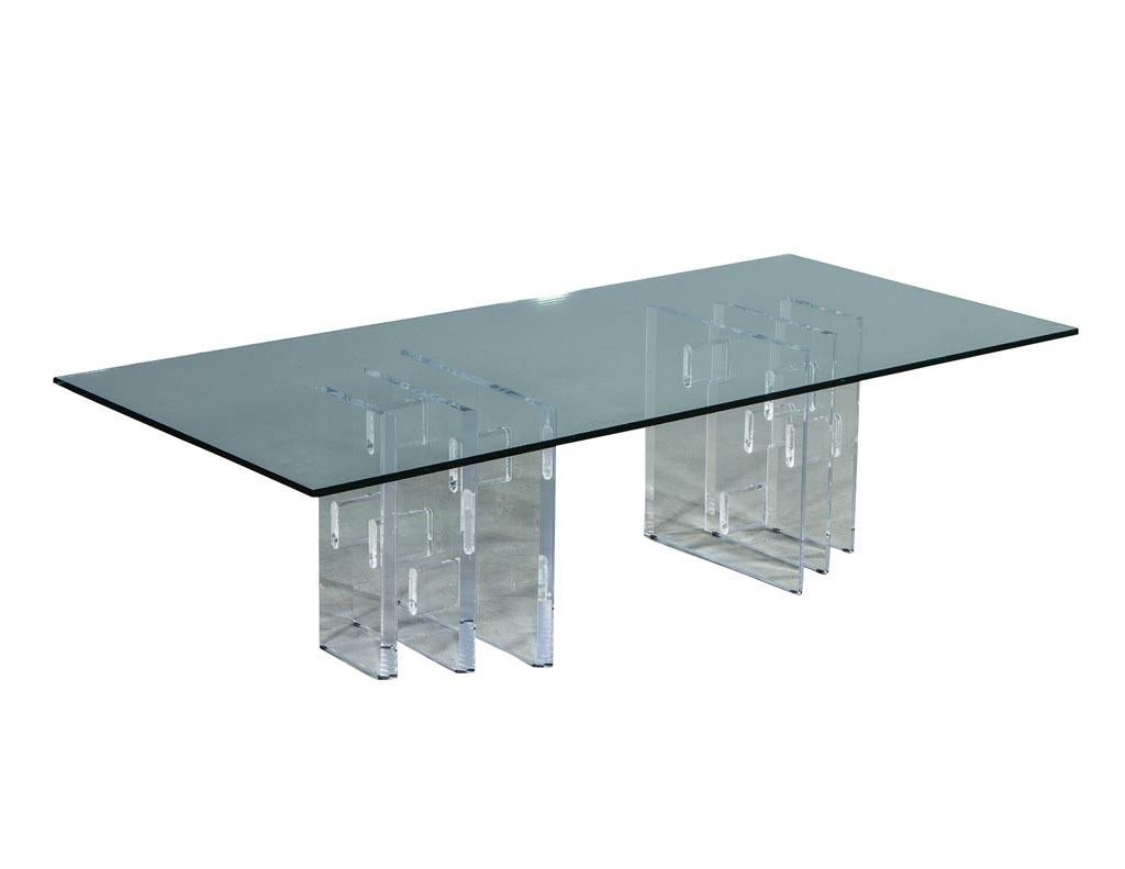 Mid-20th Century Vintage Modern Acrylic Cocktail Table with Glass Top