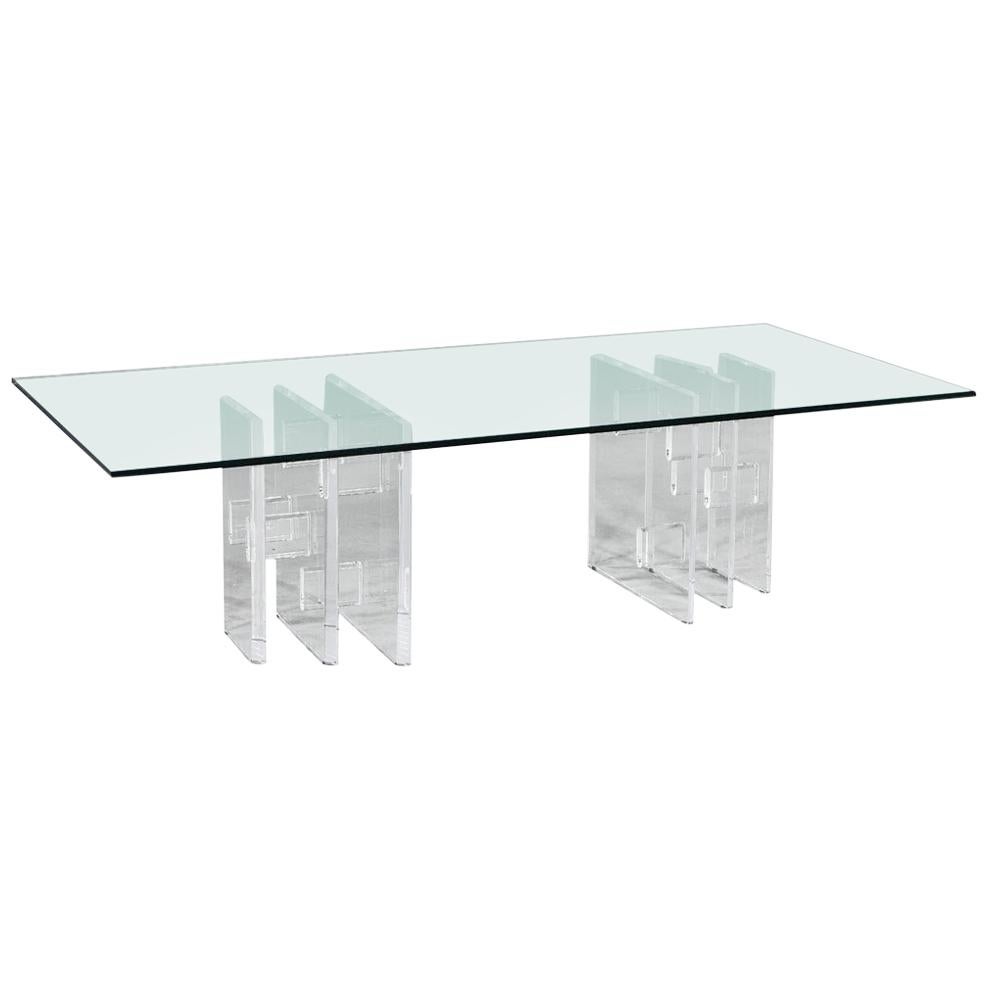Vintage Modern Acrylic Cocktail Table with Glass Top