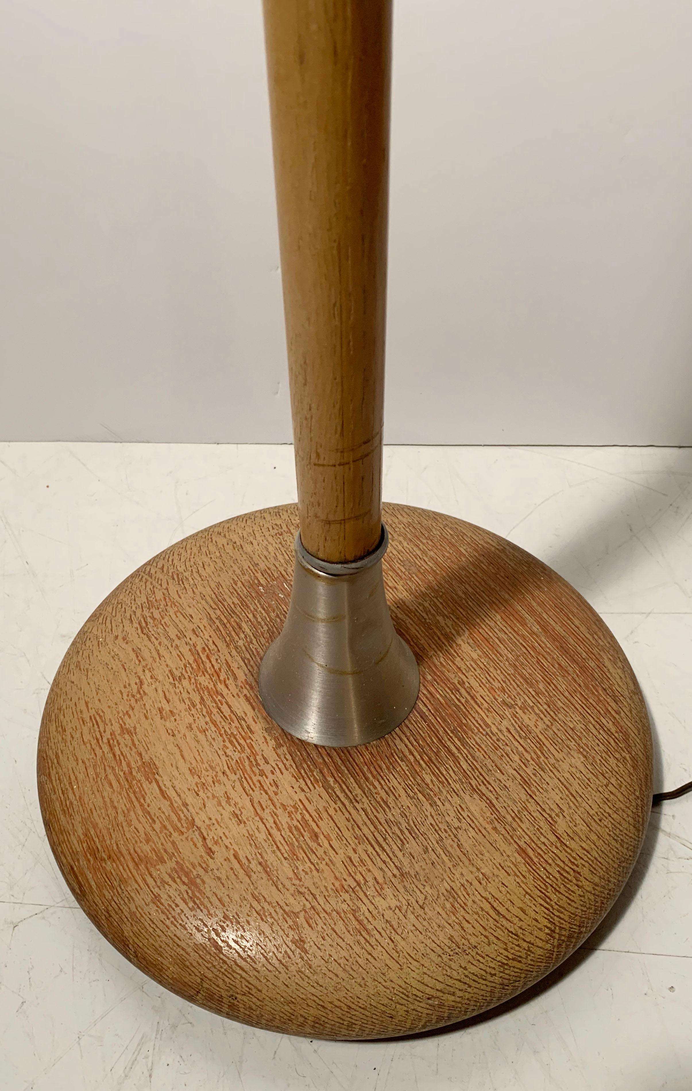 Vintage Modern Aluminum and Wood Floor Lamp attributed to Russel Wright For Sale 3