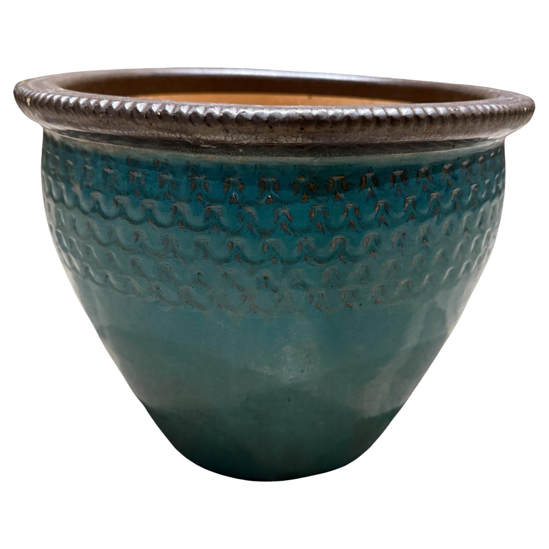 Vintage Modern Aqua Blue Planter