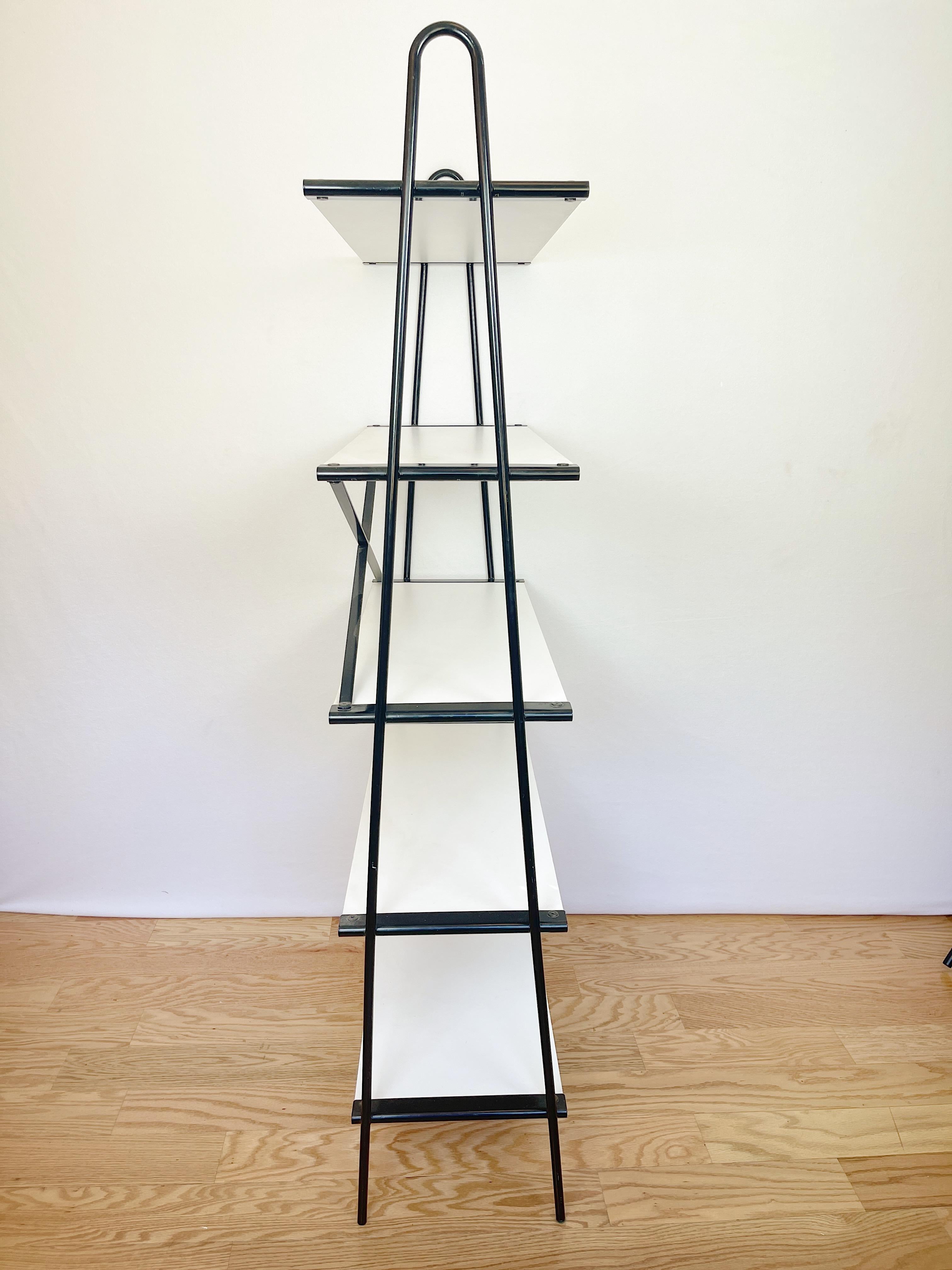 Italian Post-Modern Architectural Bookcase, Ladder Shelving Unit Etagere For Sale 4