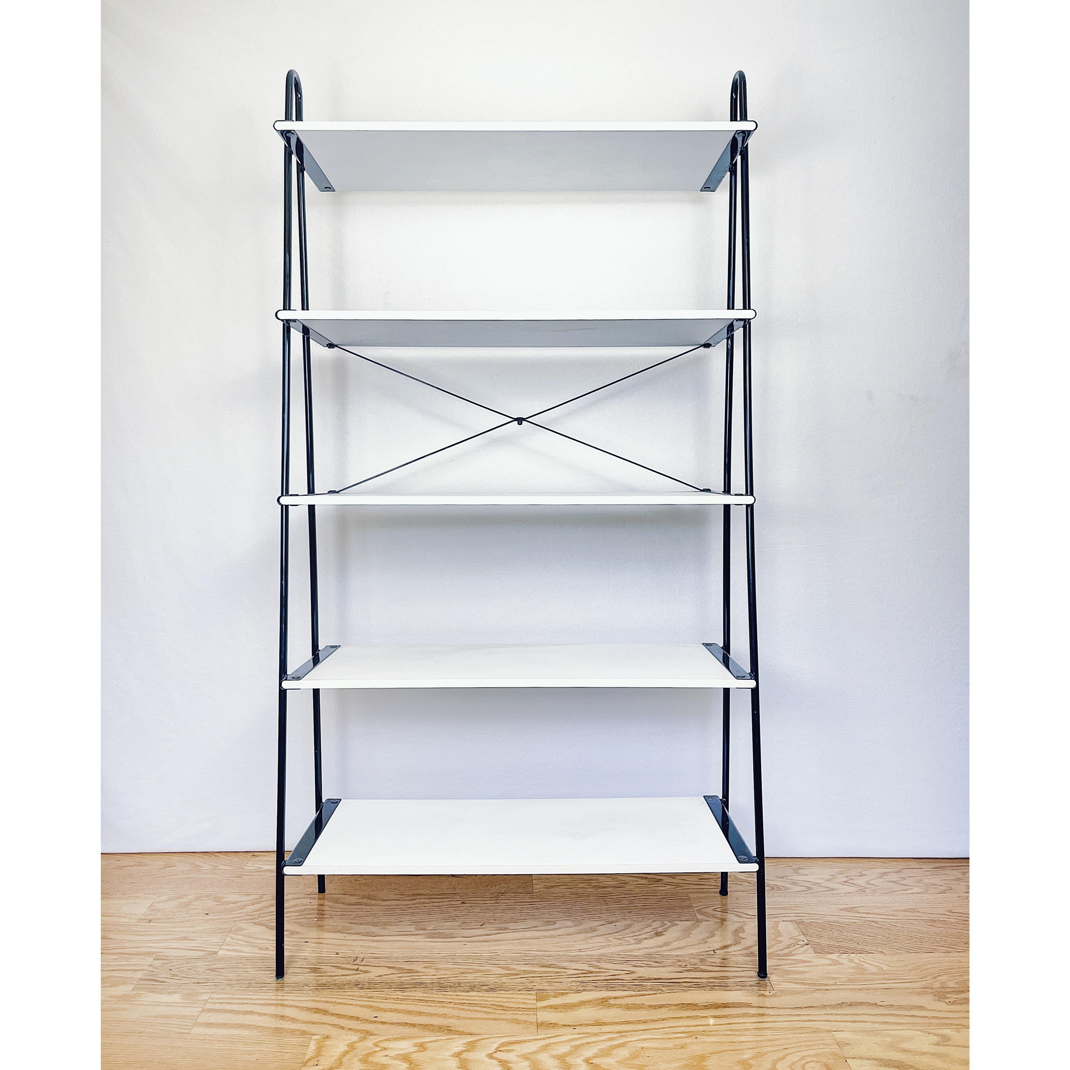 Italian Post-Modern Architectural Bookcase, Ladder Shelving Unit Etagere For Sale 5