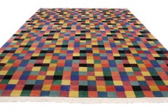 Vintage Modern Area Rug with Cubism Style after Douglas Coupland