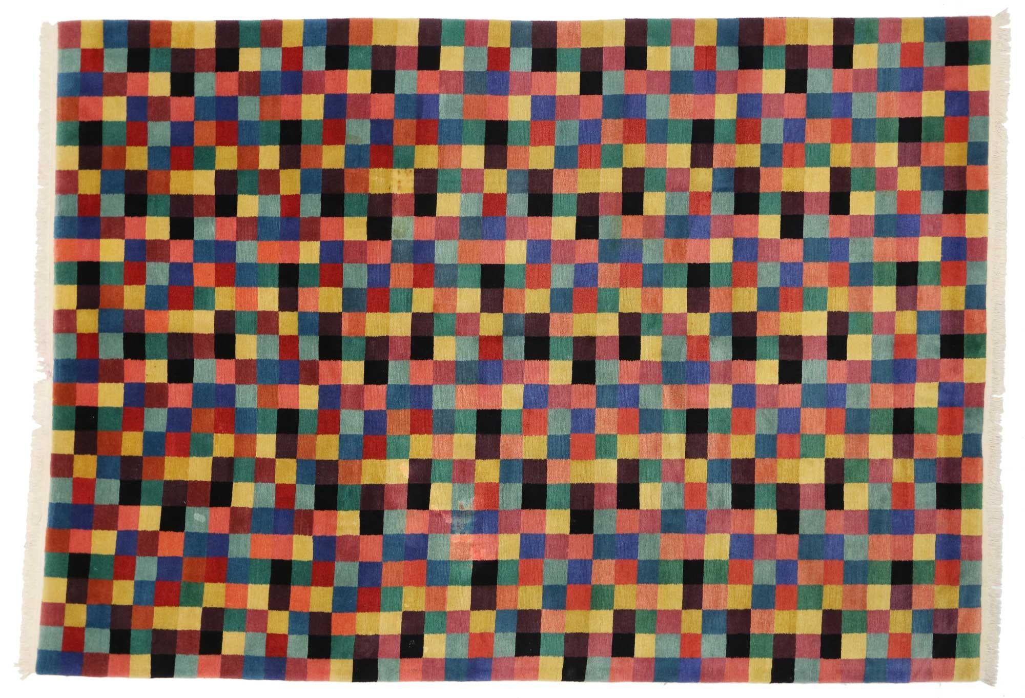 Post-Modern Vintage Modern Area Rug with Cubism Style after Douglas Coupland
