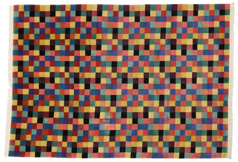 Vintage Modern Area Rug with Cubism Style after Douglas Coupland at 1stDibs