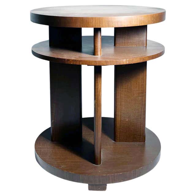 Pair of Art Deco Gilbert Rohde Modernage Circular End Shelf Tables For ...