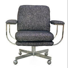 Vintage Modern Arthur Elrod Adjustable Desk Chair in Black White Italian Fabric