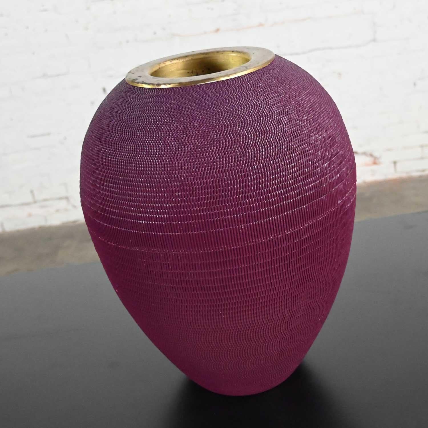 Plated Vintage Modern Aubergine Corrugated Cardboard Urn Floor Vase Style Van Pelt