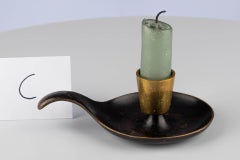 Vintage Modern Austrian Patinated Brass Chamber Candlestick Werkstätte Hagenauer