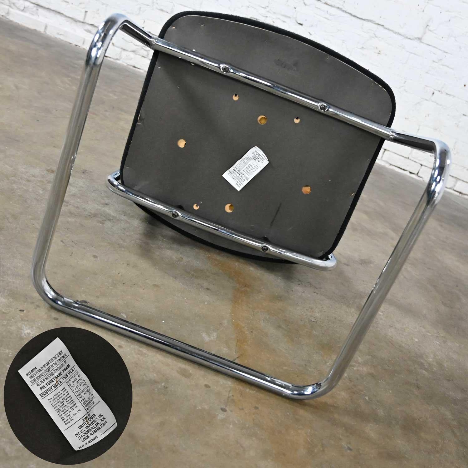 Vintage Modern Black & Chrome Cantilever Chair by United Chair Co Style of Steel For Sale 4