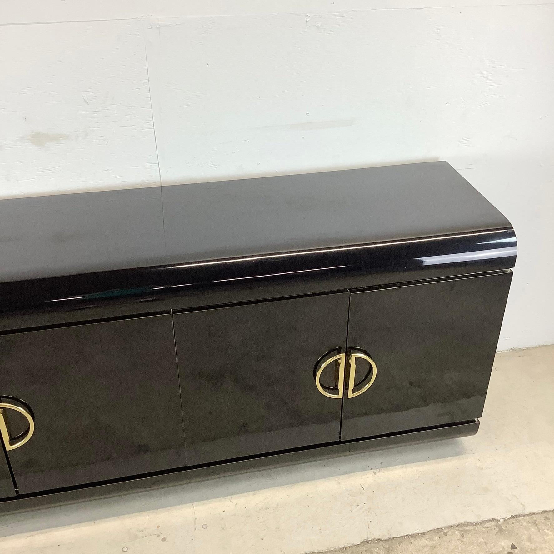 Vintage Modern Black Lacquer Sideboard or Credenza In Good Condition In Trenton, NJ